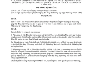 Nghị định 135-HĐBT quy định chức năng, nhiệm vụ, quyền hạn và cơ cấu tổ chức của Ban Tổ chức - cán bộ