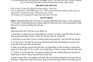 Nghị định 138-HĐBT chức năng, nhiệm vụ và tổ chức bộ máy Ngân hàng Nhà nước Việt Nam