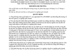 Quyết định 143-HĐBT tổng kết thực hiện QĐ 217-HĐBT năm 1987, Nghị định 50-HĐBT  NĐ 98-HĐBT năm 1988 tiếp tục đổi mới quản lý xí nghiệp quốc doanh