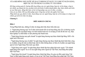 Pháp lệnh Ngân hàng Hợp tác xã tín dụng Công ty tài chính 1990 38-LCT/HĐNN8