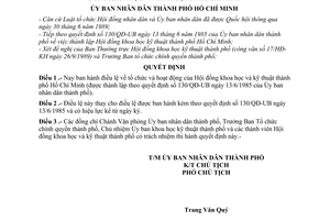 Quyết định 195/QĐ-UB điều lệ tổ chức và hoạt động của Hội đồng khoa học và kỹ thuật HCM