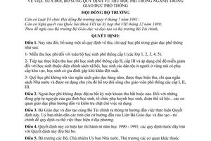 Quyết định 217-HĐBT sửa đổi quy định về thu học phí trong ngành giáo dục phổ thông