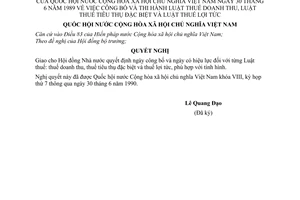 Nghị quyết công bố và thi hành Luật thuế doanh thu, Luật thuế tiêu thụ đặc biệt và Luật thuế lợi tức