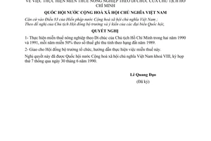 Nghị quyết thực hiện miễn thuế nông nghiệp theo Di chúc của Chủ tịch Hồ Chí Minh