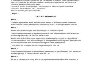 Law No.270B-NQ/HDNN8/01  on special sales tax, passed by the National Assembly
