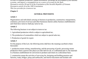Law No. 270B-NQ/HDNN8/02 of June 30, 1990, on Turnover Tax.