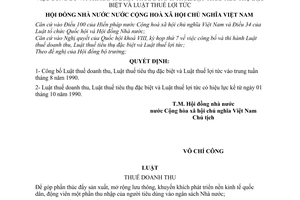 Luật Thuế Doanh thu 1990 270b-NQ/HĐNN8