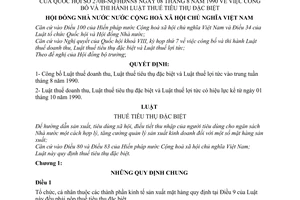 Luật thuế tiêu thụ đặc biệt 1990 270b-NQ/HĐNN8