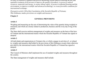 Ordinance No. 43-LCT/HDNN8 of July 06, 1990, on weights and measures.