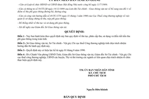 Quyết định 150/QĐ.UB năm 1990 thủ tục phân cấp thu sử dụng phí giao thông An Giang