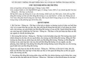 Quyết định  267-CT  tổ chức thông tin kịp thời cho các cơ quan thông tin đại chúng