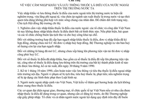 Chỉ thị 278-CT cấm nhập khẩu lưu thông thuốc lá điếu nước ngoài thị trường nước ta