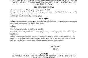 Nghị định 283-HĐBT Quy chế về tổ chức và hoạt động của cơ quan đại diện kinh tế thương mại Việt nam ở nước ngoài