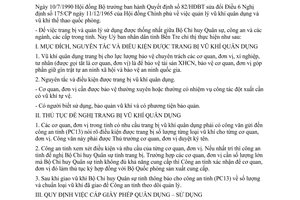 Chỉ thị 18/UB-CT năm 1990 trang bị quản lý sử dụng vũ khí quân dụng Bến Tre