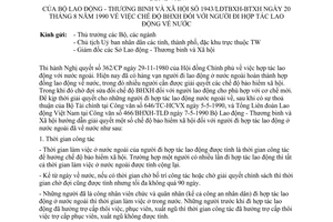 Công văn 1943/LĐTBXH chế độ bảo hiểm xã hội người đi hợp tác lao động về nước