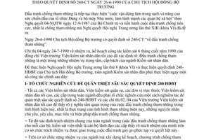 Chỉ thị 05-VKSND/CT kiểm sát phục vụ cuộc đấu tranh chống tham nhũng theo Quyết định 240-CT