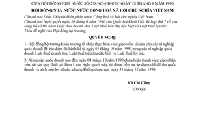 Nghị quyết 278/NQ-HĐNN8 thực hiện việc giao vốn, tài sản cho các xí nghiệp quốc doanh