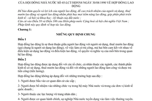 Pháp lệnh Hợp đồng lao động 1990 45-LCT/HĐNN8