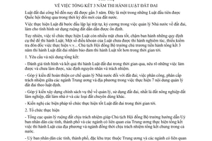 Chỉ thị 334-CT tổng kết 3 năm thi hành Luật Đất đai