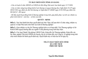 Quyết định 170/QĐ.UB năm 1990 chức năng nhiệm vụ quản lý Nhà nước kinh tế Thương nghiệp An Giang