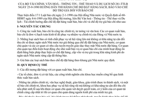 Thông tư liên bộ 281-TTLB hướng dẫn đặt hàng sách, báo trợ giá báo chí