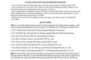 Quyết định 332/QĐ-UB  thành lập Ban chỉ đạo công tác kiểm tra đăng ký kinh doanh trên địa bàn thành phố