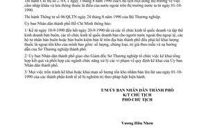 Thông báo 97/TB-UB  kê khai tồn kho thuốc lá ngoại trên địa bàn thành phố