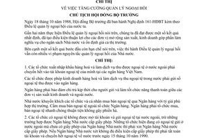 Chỉ thị 330-CT tăng cường quản lý ngoại hối