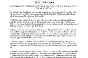 Thông tư liên ngành 09/TTLN thi hành quy định Pháp lệnh thủ tục giải quyết án dân sự