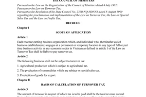 Decree No. 351-HDBTof October 02, 1990, on Turnover Tax.