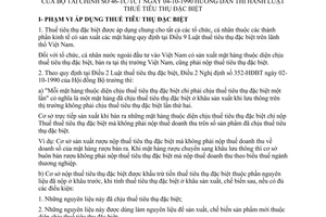 Thông tư 46-TC/TCT thi hành Luật Thuế tiêu thụ đặc biệt