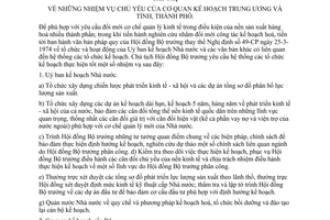 Chỉ thị 355-CT nhiệm vụ chủ yếu cơ quan kế hoạch Trung ương tỉnh thành phố