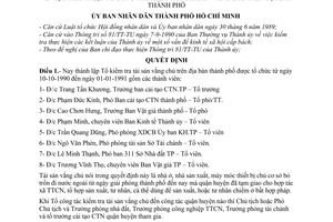 Quyết định  359/QĐ-UB  thành lập Tổ công tác kiểm tra tài sản vắng chủ trên địa bàn thành phố