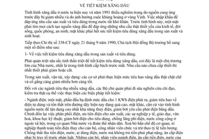 Chỉ thị 369-CT tiết kiệm xăng dầu