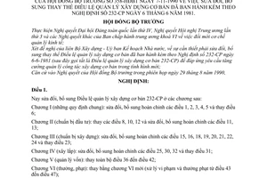 Nghị định 385-HĐBT Điều lệ quản lý xây dựng cơ bản để bổ sung thay thế Điều lệ quản lý xây dựng cơ bản  kèm theo nghị định  232-CP