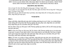 Nghị định 391-HĐBT Luật thuế tiêu thụ đặc biệt về thuế xuất khẩu, thuế nhập khẩu đối với hàng được phép xuất, nhập khẩu phi mậu dịch