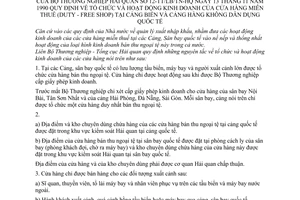 Thông tư liên bộ 12-TTLB/TN-HQ tổ chức hoạt động kinh doanh cửa hàng miễn thuế (Duty - free shop) tại cảng biển cảng hàng không dân dụng quốc tế