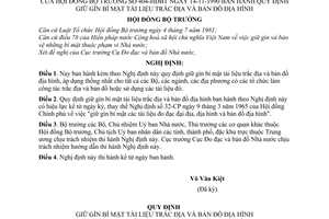 Nghị định 404-HĐBT quy định giữ gìn bí mật tài liệu trắc địa và bản đồ địa hình