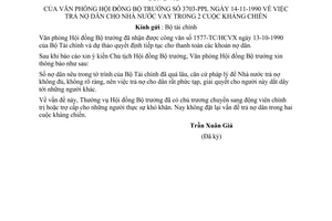 Công văn 3703-PPLT trả nợ dân cho Nhà nước vay trong hai cuộc kháng chiến