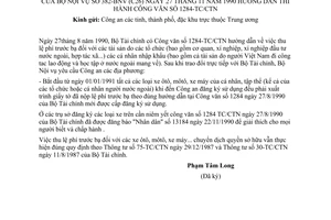 Công văn 382-BNV(C26) hướng dẫn thi hành công văn 1284-TC/CTN