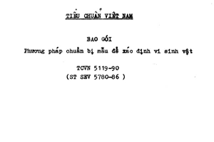 Tiêu chuẩn Việt Nam TCVN 5119:1990 về Bao gói - Phương pháp chuẩn bị mẫu để xác định vi sinh vật do Ủy ban Khoa học và Kỹ thuật Nhà nước ban hành