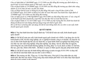 Quyết định 598-TC/CĐKT  Chế độ kế toán sản xuất, kinh doanh ngoài quốc doanh