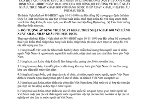 Thông tư 62-TC/TCTthuế xuất nhập khẩu hàng được phép XK, NK phi mậu dịch hướng dẫn Nghị định 391-HĐBT