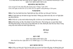 Nghị định 427-HĐBT Quy chế biên giới Việt - Lào