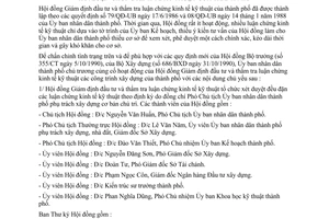 Chỉ thị 54/CT-UB củng cố hoạt động Hội đồng giám định đầu tư Thẩm tra luận chứng kinh tế kỹ thuật thành phố