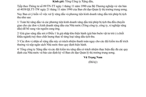 Công văn 118/QLTT-TW quản lý xăng dầu tịch thu