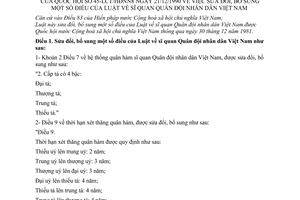 Luật Sỹ quan Quân đội nhân dân Việt Nam 1990 sửa đổi 45-LCT/HĐNN8