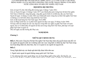 Nghị định 437-HĐBT quy chế hoạt động nghề cá của người và phương tiện nước ngoài trong vùng biển nước Cộng hoà xã hội chủ nghĩa Việt Nam