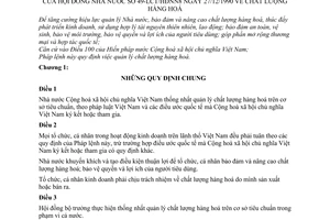 Pháp lệnh Chất lượng hàng hóa 1990 49-LCT/HĐNN8
