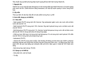 Tiêu chuẩn Việt Nam TCVN 5164:1990 về lương thực - phương pháp xác định hàm lượng Vitamin B1 (thiamin)
